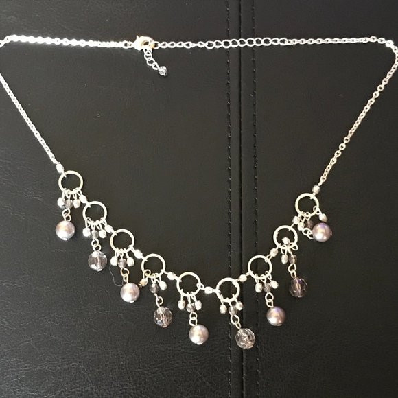 Women Necklace Silver Tone Fashion Jewelry Purple - Picture 2 of 9